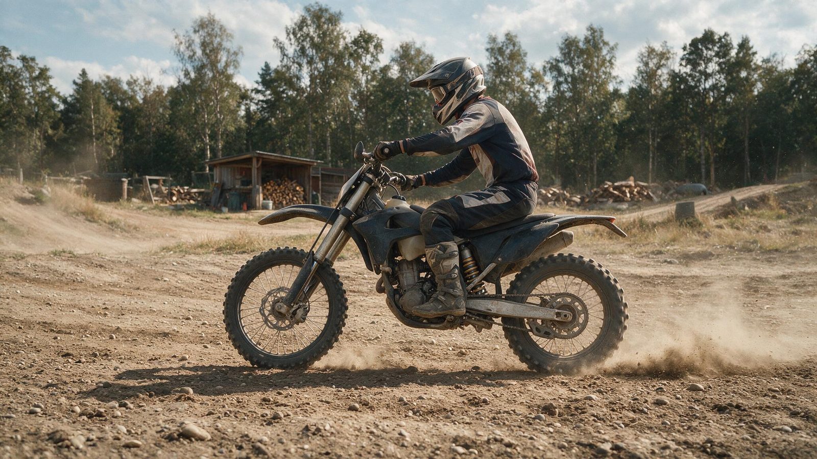 Amortisseur arrière de moto tout-terrain monté entre le cadre et le bras oscillant