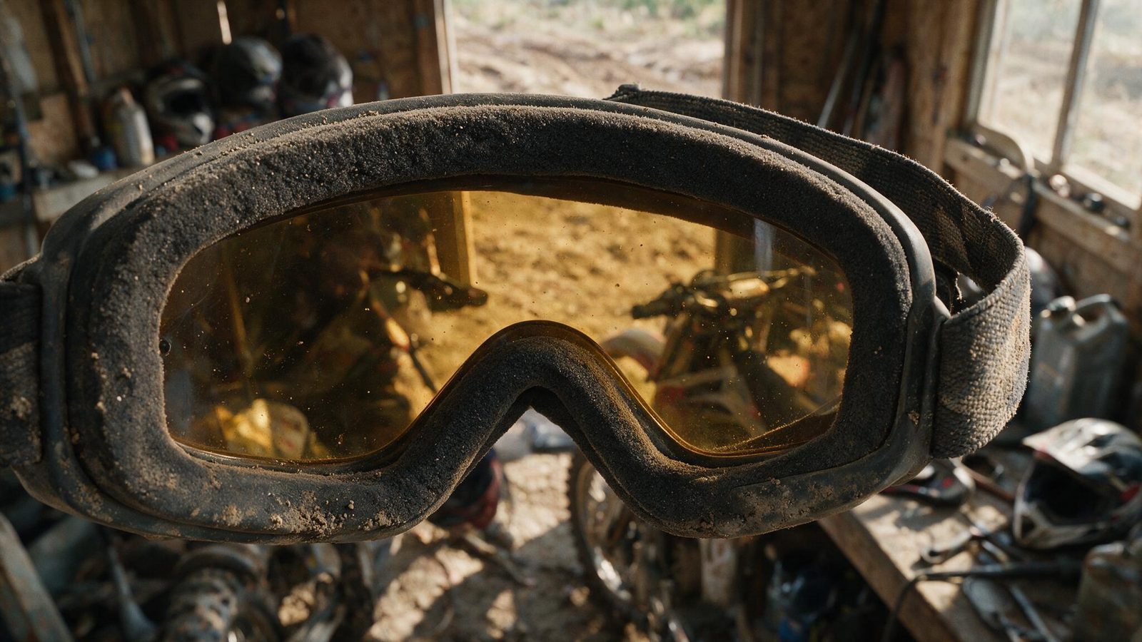 Masque de sport mécanique vu de près, mousse d'étanchéité et écran teinté